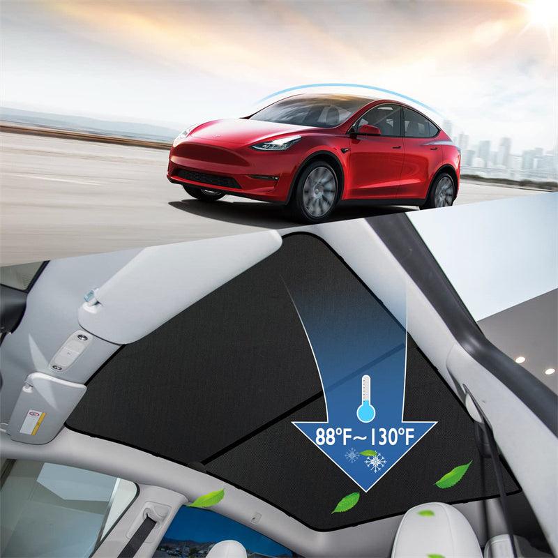 Tesla Model 3/Y Roof Sunshade Front & Rear Top Windows Reflective Silver Coated Sun Shade - Evooor