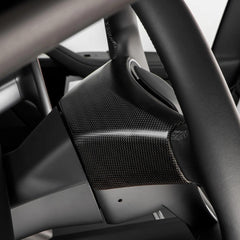 Premium Carbon Fiber Upper Steering Wheel Trim Cover for Tesla Model 3 - Enhance Your Interior with High-Quality Design - Evooor