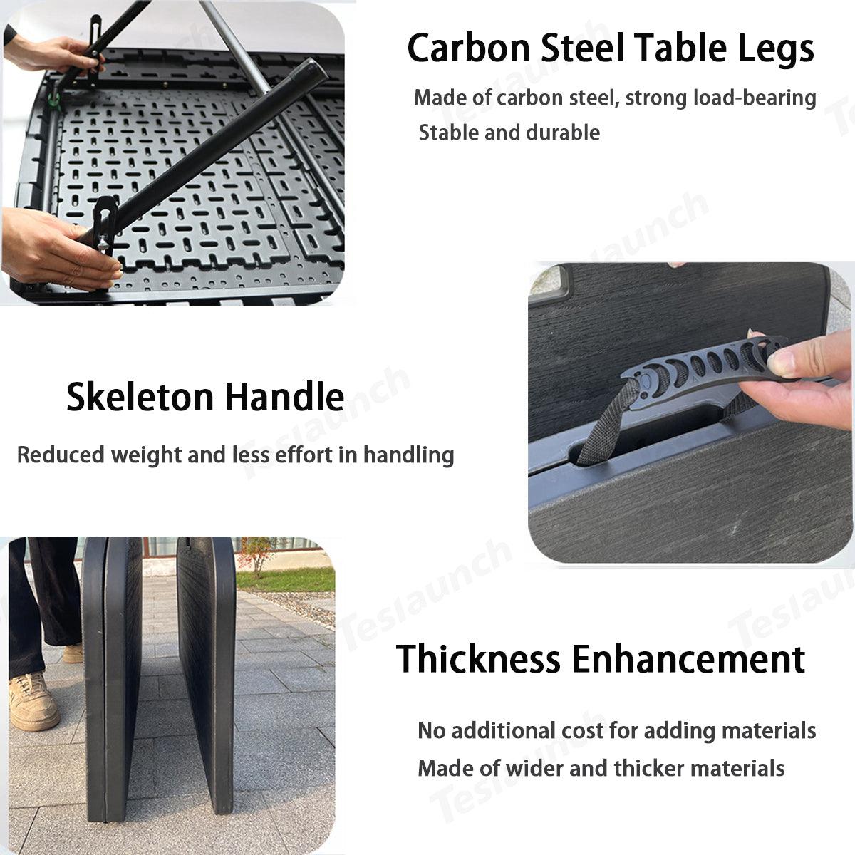 Upgraded Camping Folding Table Travel & Trunk Storage for Tesla Model Y Juniper 2025+ - Evooor