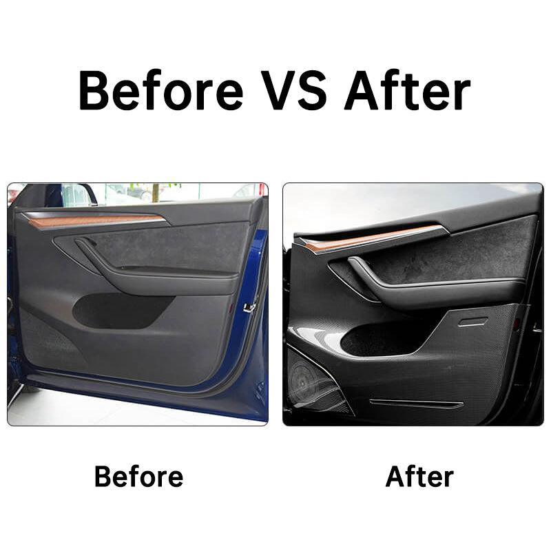 Enhanced Tesla Model 3 Door Inner Trim Cover - Carbon Fiber Pattern, ABS Material - 2021-2023 Model Compatibility - Evooor