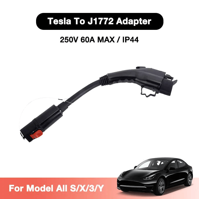 Model S/X/3/Y to J1772 Adapter Charger 60Amp / 250V AC Max, For Level 1 - Level 2 Charging, IP44 Weatherproof for Tesla - Evooor