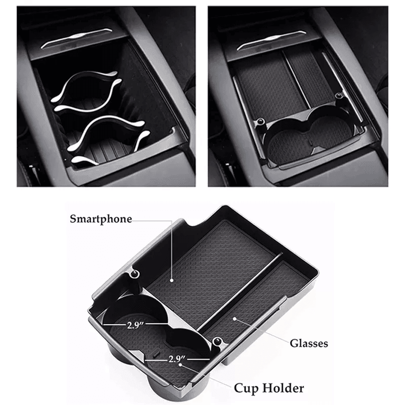 Model X/S Center Console Organizer Cup Holder for Tesla (2016-2020) - Evooor