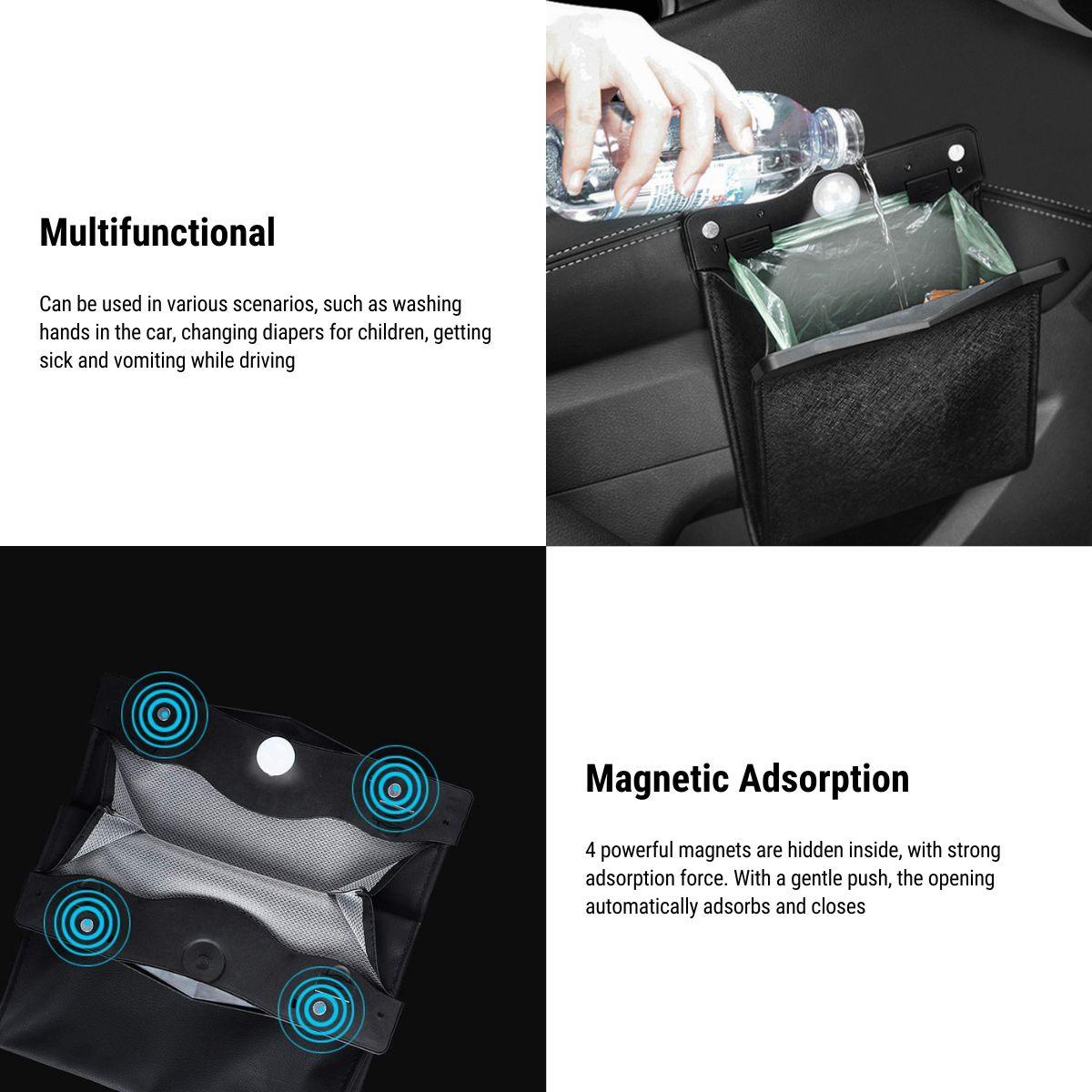 Durable LED Car Trash Can for Tesla Model 3/Y/X/S - Eco-Friendly Car Waste Bin - Evooor