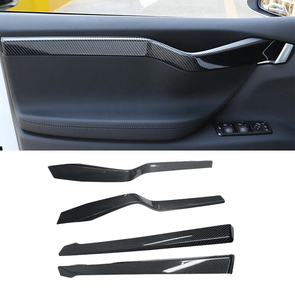 High-Quality Carbon Fiber Interior Door Panel Accents Set for Tesla Model X - Enhance Your Car's Look! - Evooor