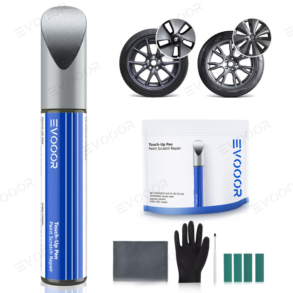 Model 3/Y/S/X Wheel Rims Touch Up Paint Kit for Tesla - DIY Curb Rash Repair with Color-matched Touch Up Paint - Evooor