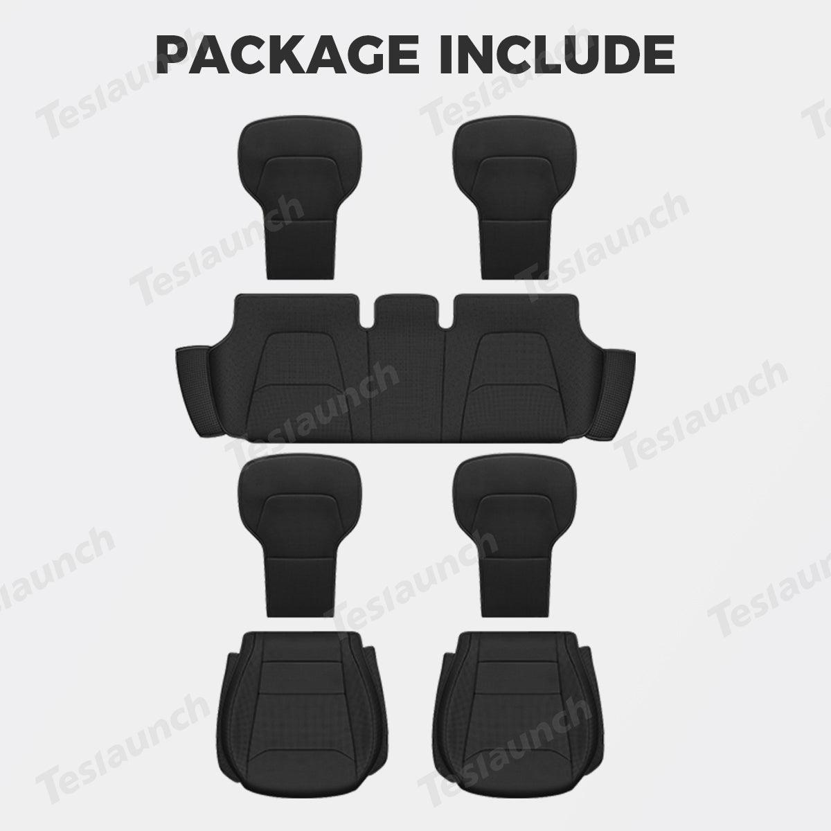 Napa Leather Seat Cushion Set – All-Season Ventilated Comfort for Tesla Model Y Juniper 2025+ (7-Piece Set) - Evooor