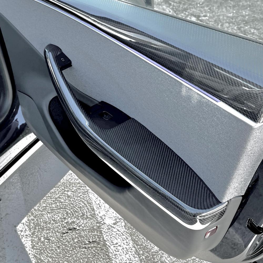 High-Quality Carbon Fiber Door Armrest Covers Set for Tesla Model 3 - Front and Rear Bundle (4 Pieces) - Evooor