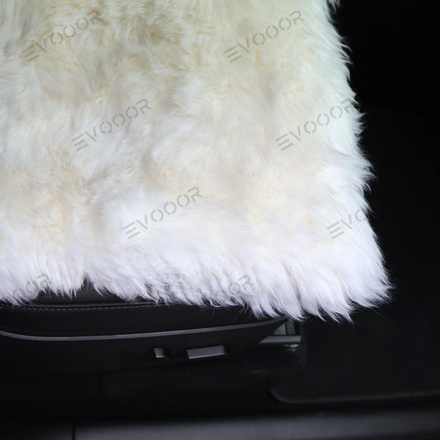 Faux Sheepskin Front Seat Covers Black/White For Tesla Model S/X/3/Y (2012-2023) 2PCS - Evooor