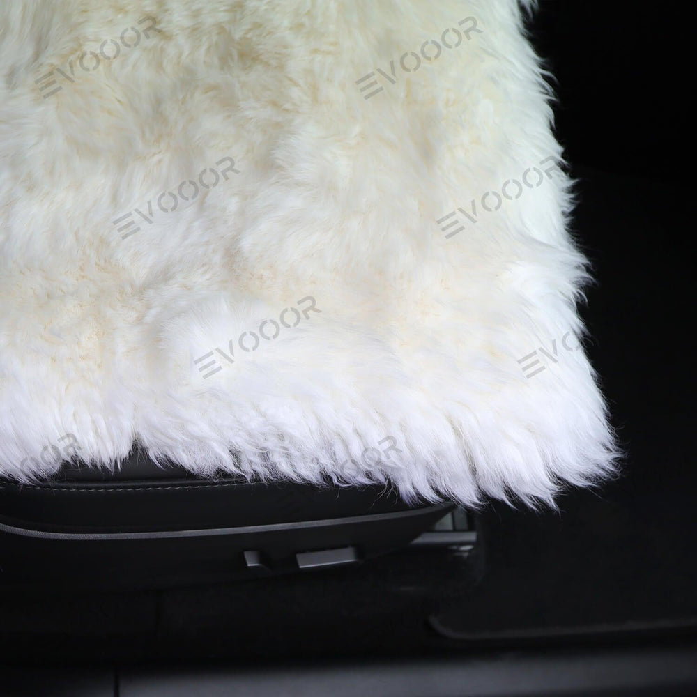 Faux Sheepskin Front Seat Covers Black/White For Tesla Model S/X/3/Y (2012-2023) 2PCS - Evooor