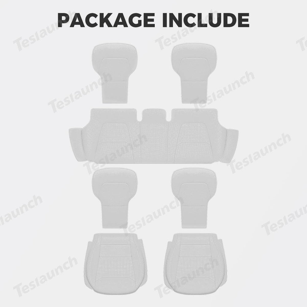 Napa Leather Seat Cushion Set – All-Season Ventilated Comfort for Tesla Model Y Juniper 2025+ (7-Piece Set) - Evooor