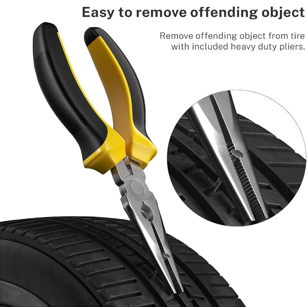 All Cars Tubeless Tire Puncture Repair Set - Essential Emergency Kit for Vehicle Owners - Evooor