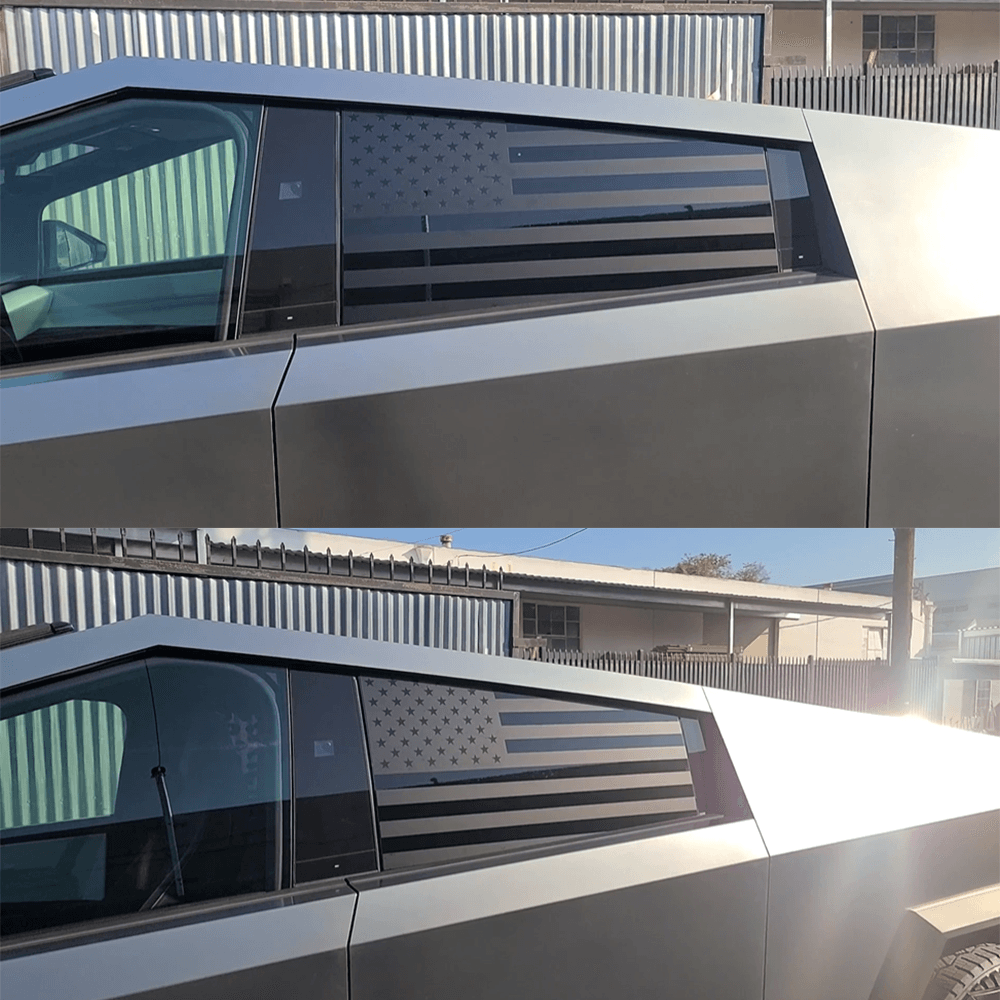 Rear Window American Flag Vinyl Stickers (2PCS) for Tesla Cybertruck - Evooor