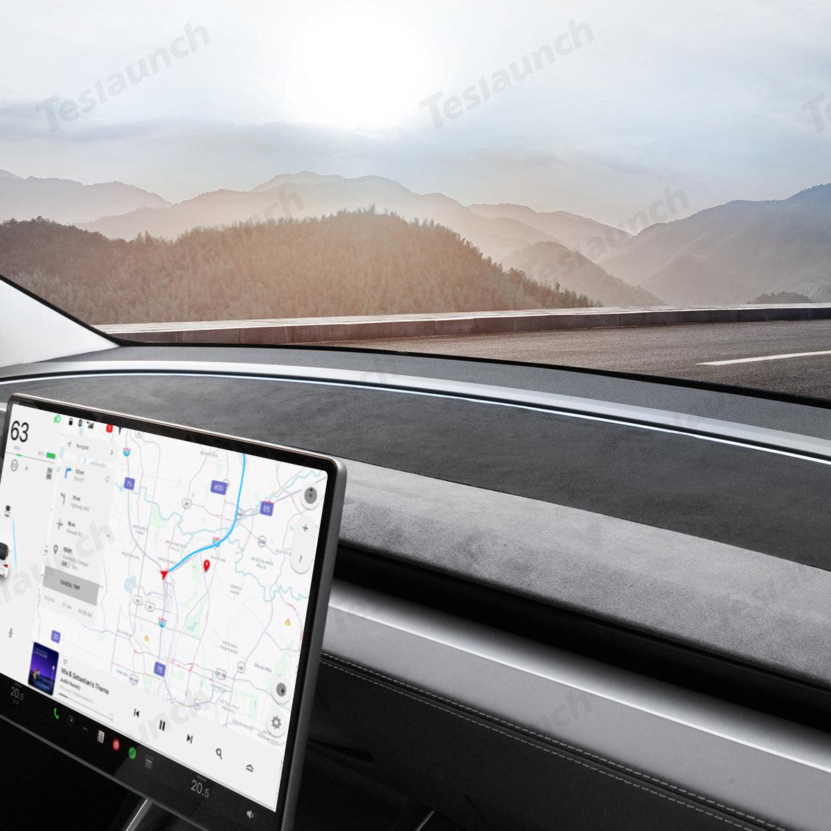 Suede Sunshade Dashboard Mat – UV Protection & Anti-Glare for Tesla Model Y Juniper 2025+ - Evooor