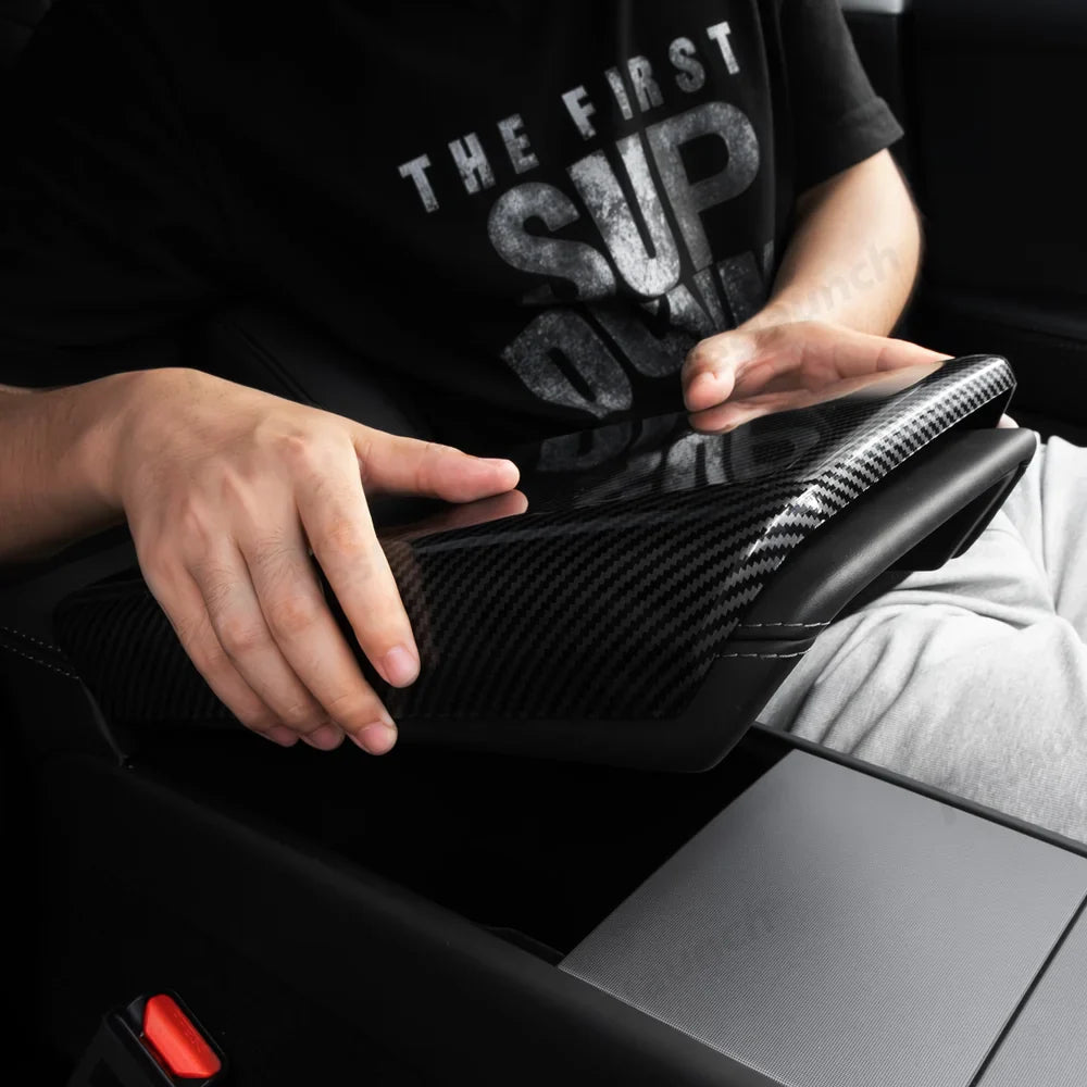 High-Quality Faux Leather Armrest Cover for Tesla Model Y - Durable Protection for Console - Easy Installation - Evooor
