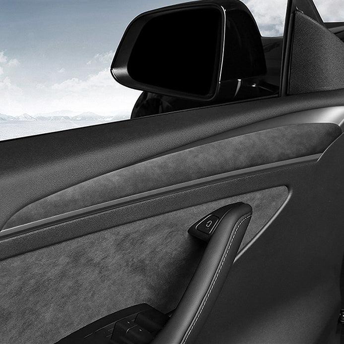 Model 3/Y Alcantara Interior Front Door Trim Panel Caps for Tesla Model 3 (2021-2023) and Model Y 2023 - Evooor