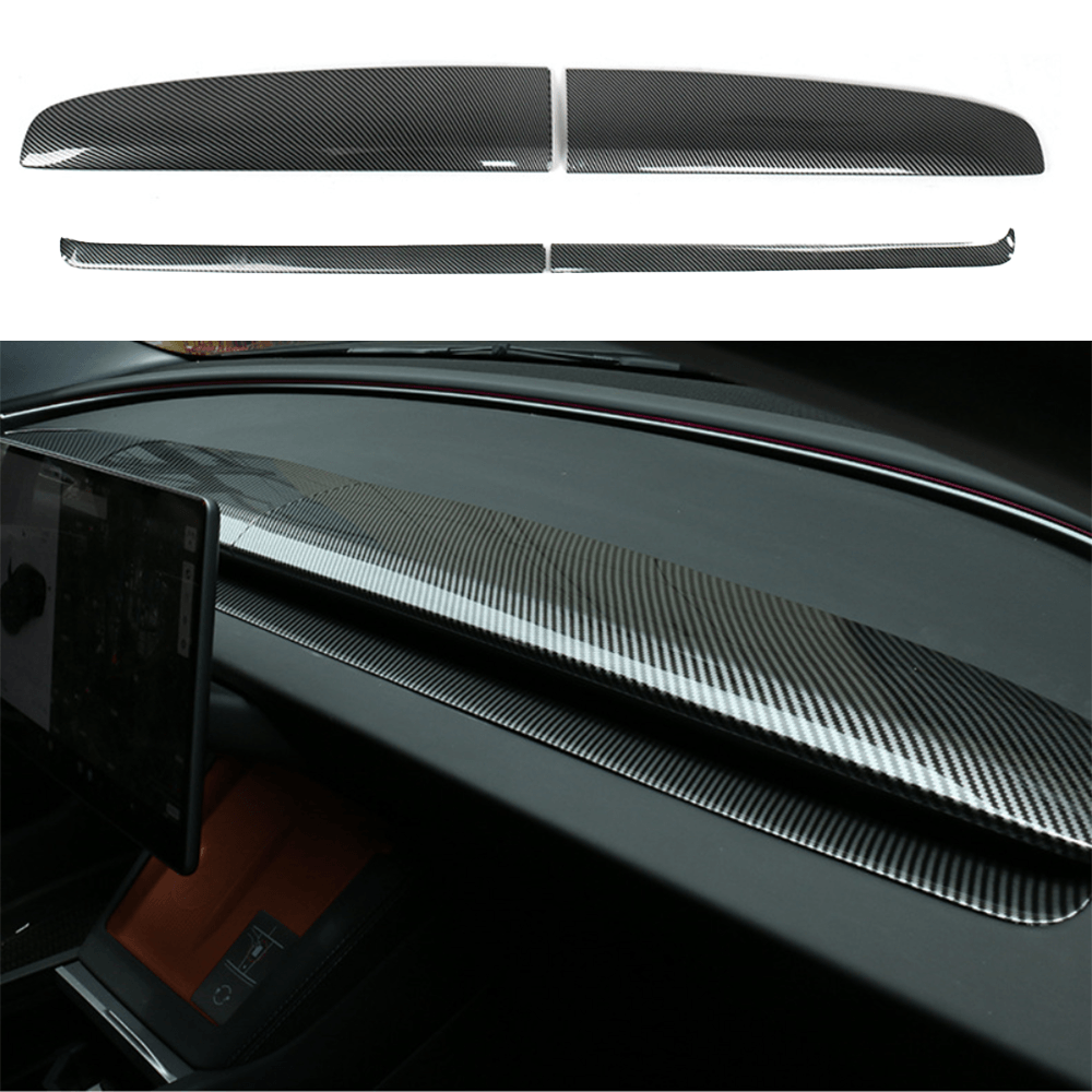Carbon Fiber Pattern Split Dashboard Cover and Air Outlet Cover Set for Tesla Model 3 - Compatible with Highland 2024+ - Evooor