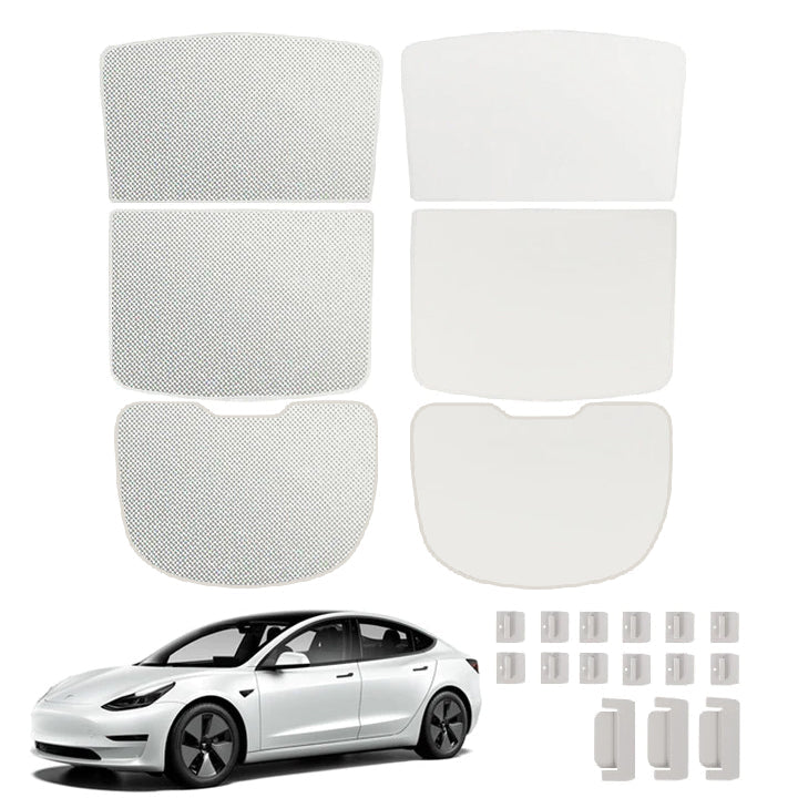 2023 Tesla Upgrade Built-In Reflective Sunroof and Rear Windshield Sunshade For Model Y / Model 3 - Lightweight Reflective Silver Coated Sun Visor