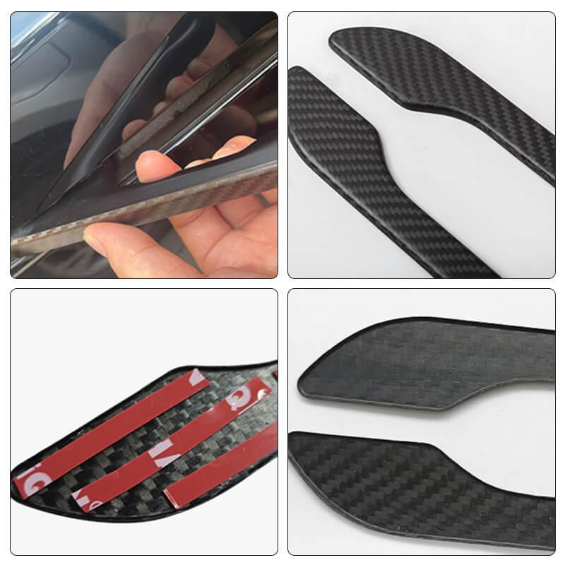 Glossy Carbon Fiber Door Handle Protection Kit for Tesla Model 3/Y (Set of 4) - Ultimate Style and Protection - Evooor