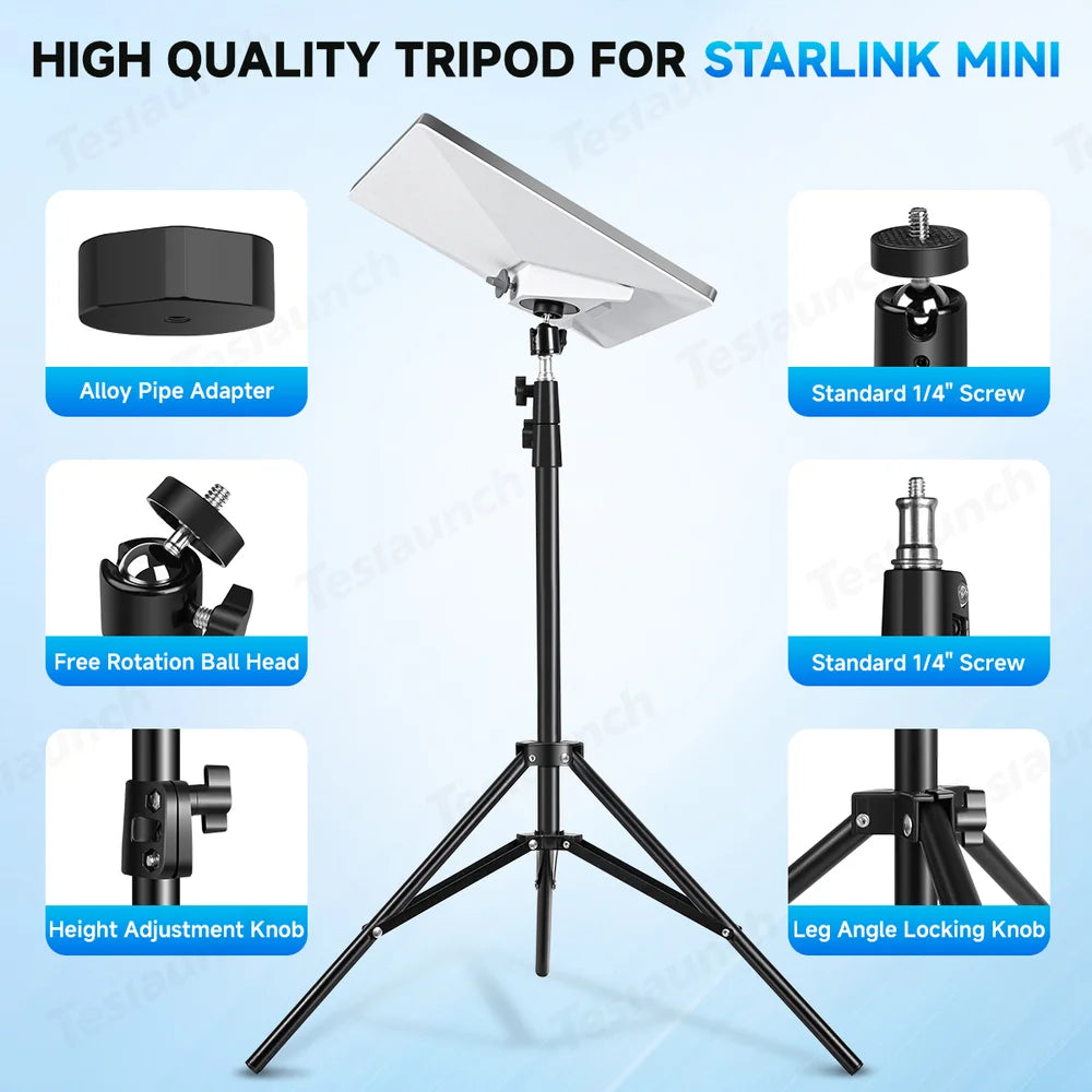 Versatile Tripod Stand with Threaded Adapter for Starlink Mini - Easy Height Adjustment and Secure Mounting - Evooor
