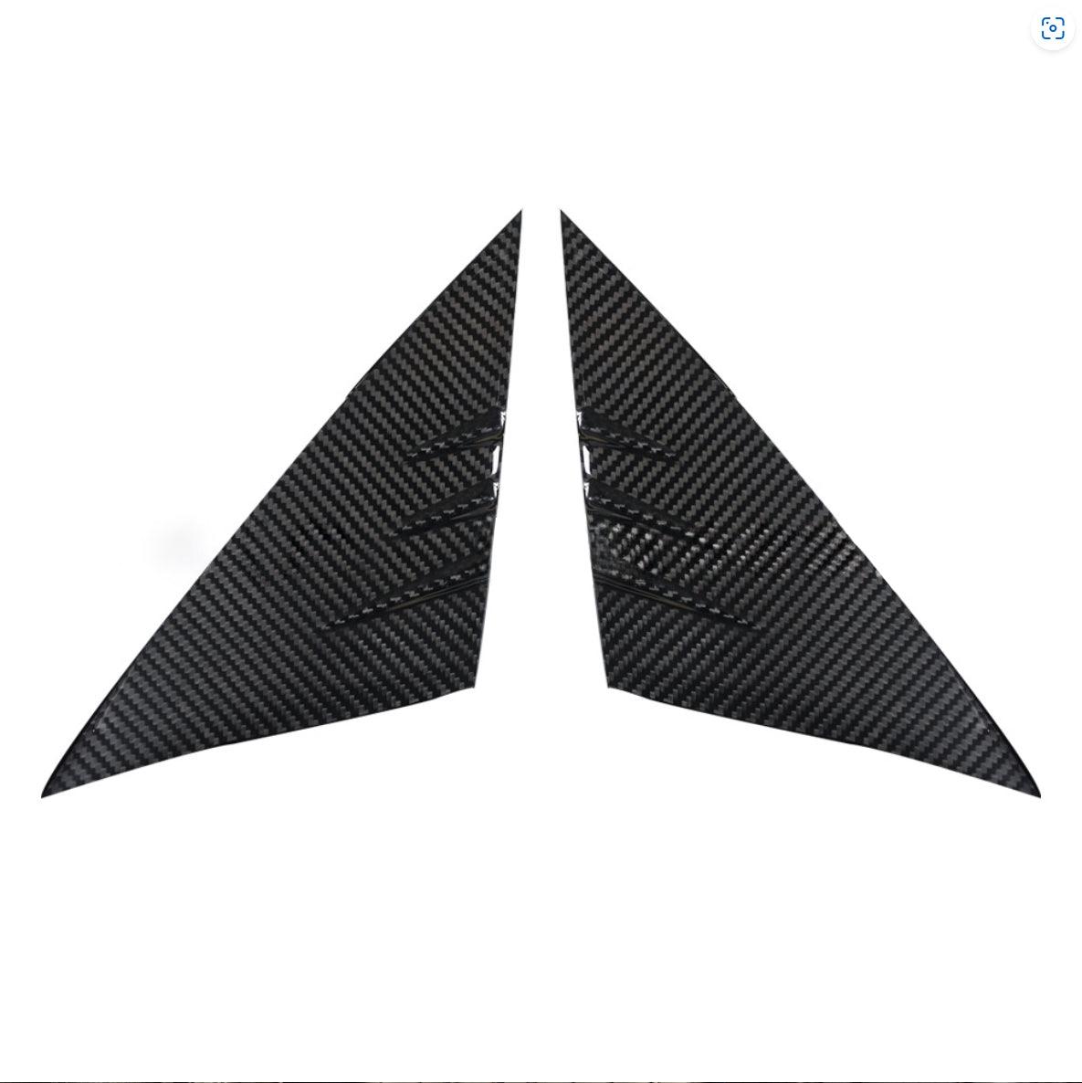 Highland Tesla Model 3 2024+ Carbon Fiber A-Pillar Triangle Spoiler Covers - Set of 2 - Evooor
