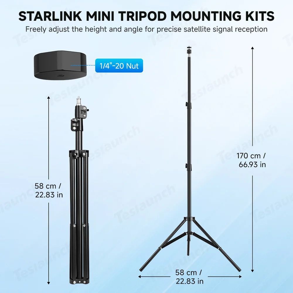 Versatile Tripod Stand with Threaded Adapter for Starlink Mini - Easy Height Adjustment and Secure Mounting - Evooor