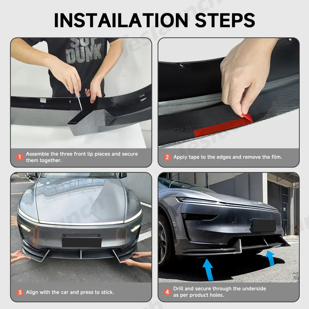 Front Bumper Spoiler Lip Guard for Tesla Model Y - Sporty Design for Enhanced Style and Protection - Evooor