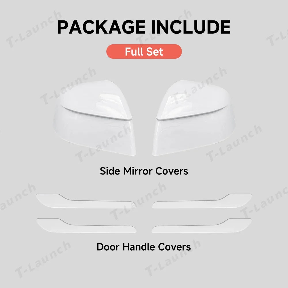 ABS Side Mirror Covers & Door Handle Covers for Tesla Model Y Juniper 2025+ / Model 3 Highland 2024+