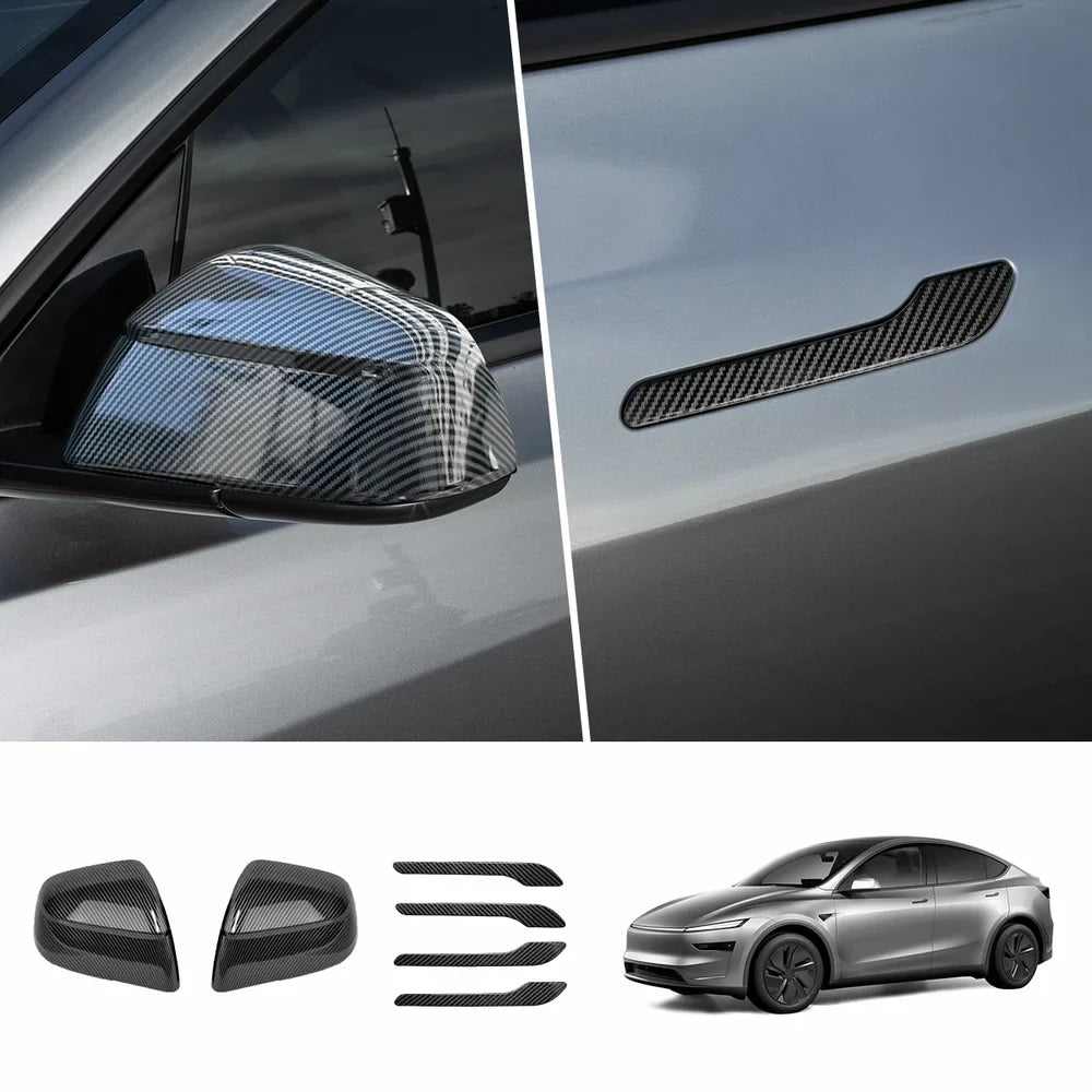 ABS Side Mirror Covers & Door Handle Covers for Tesla Model Y Juniper 2025+ / Model 3 Highland 2024+