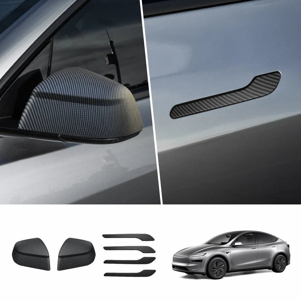 ABS Side Mirror Covers & Door Handle Covers for Tesla Model Y Juniper 2025+ / Model 3 Highland 2024+