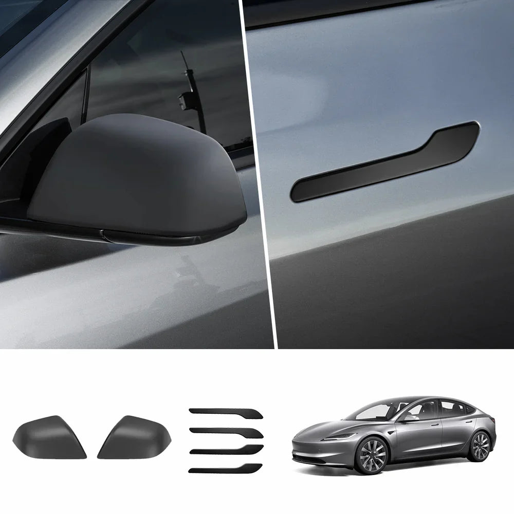 ABS Side Mirror Covers & Door Handle Covers for Tesla Model Y Juniper 2025+ / Model 3 Highland 2024+