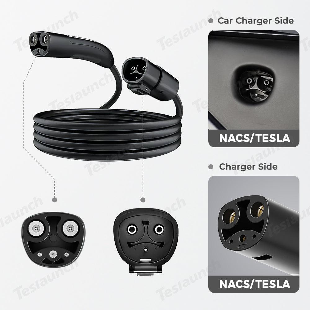 Electric Vehicle Charging Extension Cable with Convenient One-Button Switch for Tesla Models 3, Y, S, X - 16 Feet Length - Evooor