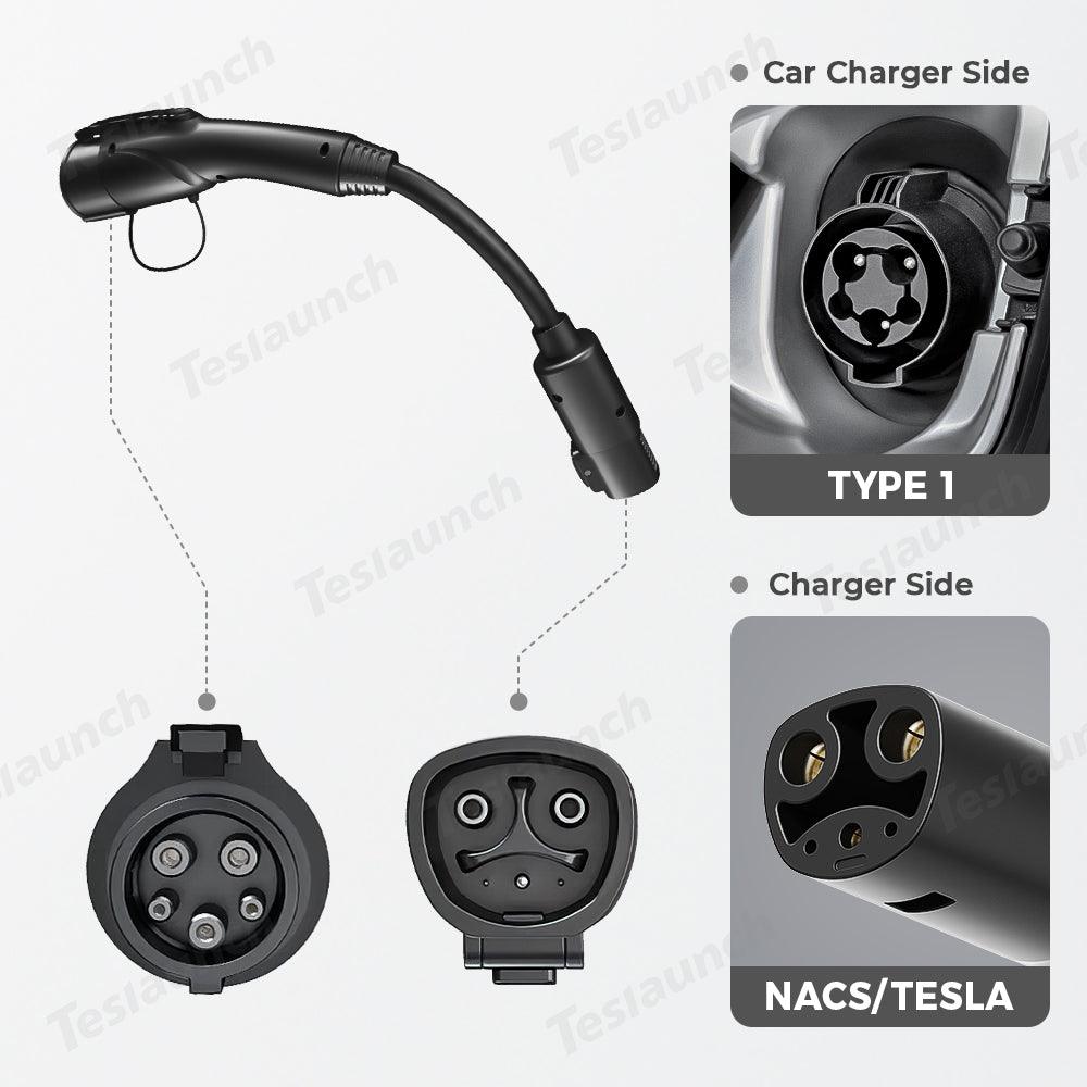 Electric Vehicle Charger Cable for NACS and Tesla Vehicles with J1772 Adapter Connection - Evooor