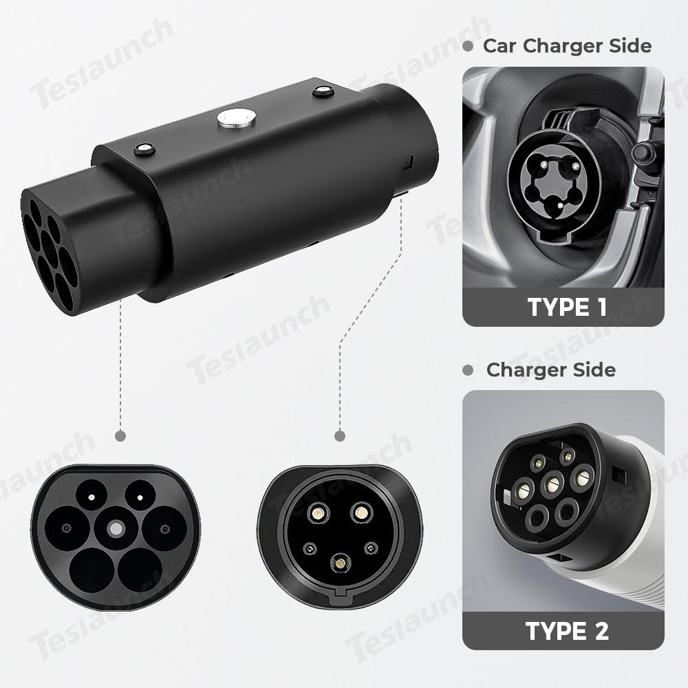 Electric Vehicle Charging Adapter for Type 2 to Type 1 Connection - Evooor