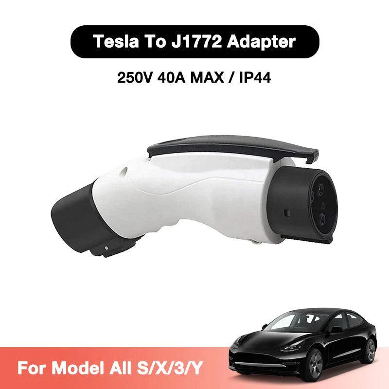 Electric Vehicle Charger Adapter for Tesla Model S/X/3/Y, 40Amp 250V AC, Level 1-2 Charging, IP44 Weatherproof Rated - Evooor