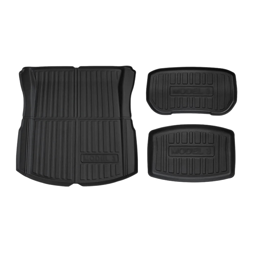 2024+ Model 3 Highland Ensemble complet de tapis de sol toutes saisons, tapis de coffre, tapis de chargement, doublure de coffre avant pour Tesla