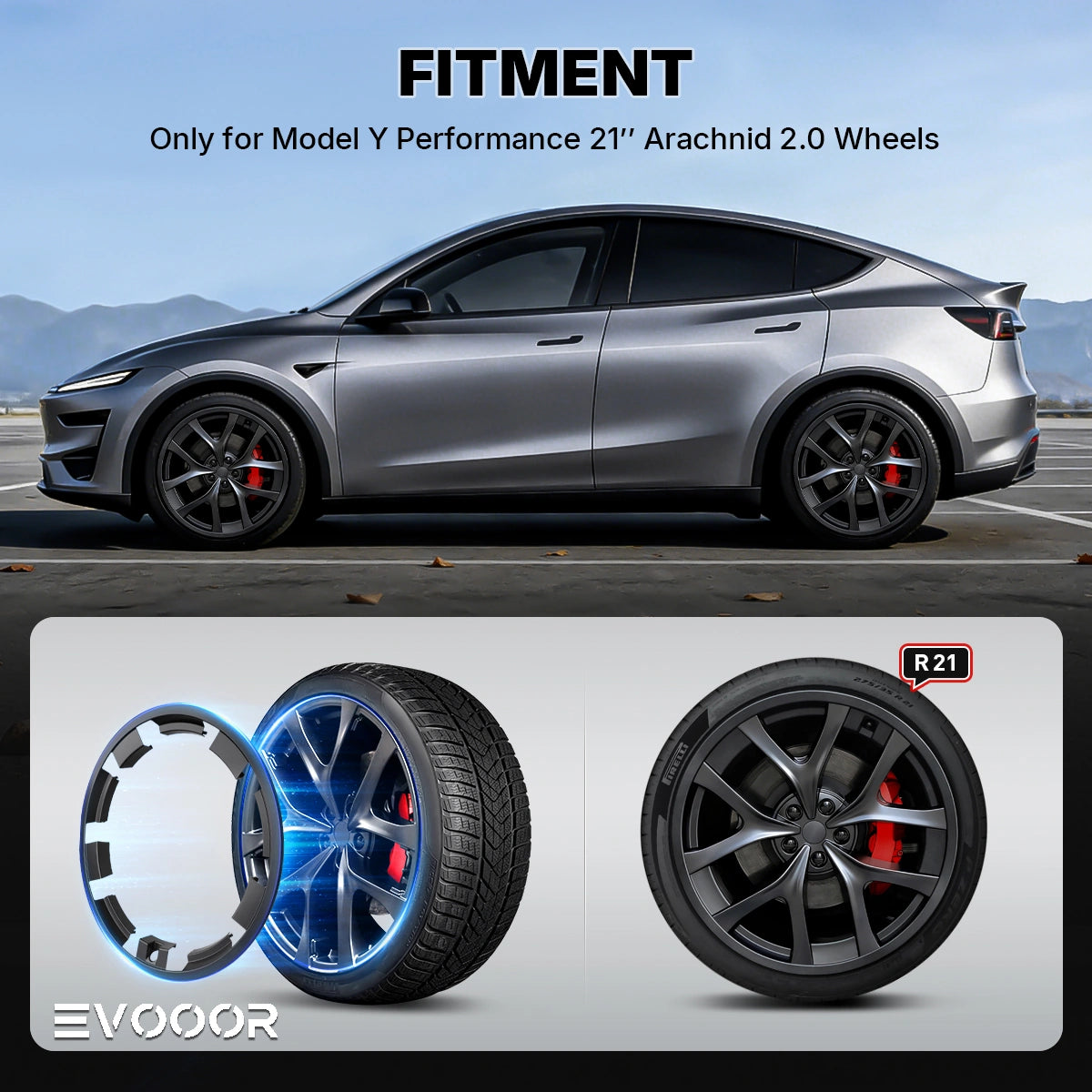 All-in-One Felgeschutz fir Tesla Model Y Juniper Performance 2025+ 21'' Arachnid 2.0 Felgen