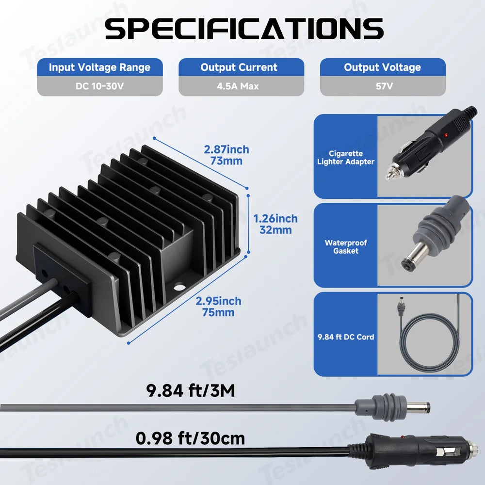 High-Power Car Charger Adapter with DC Plug - Compatible with Starlink Gen 3, 12V/24V to 57V - Evooor