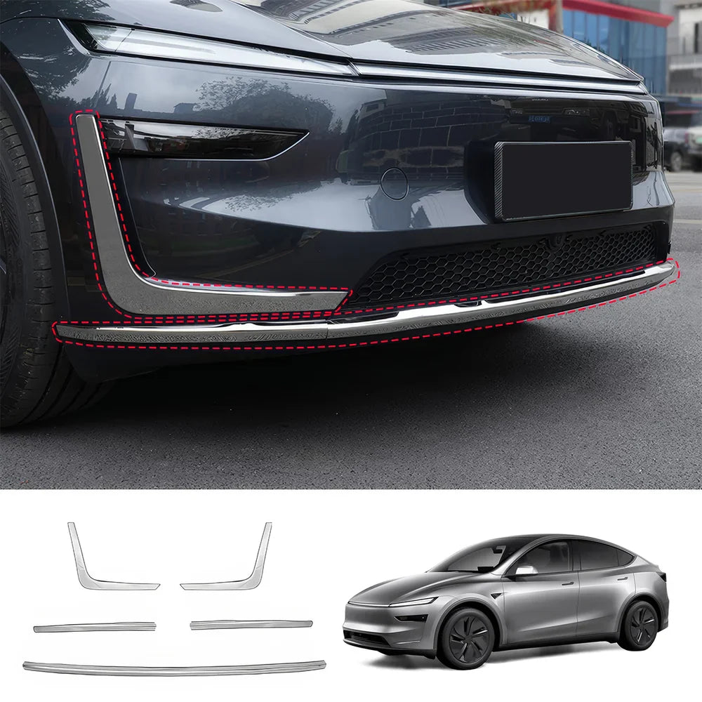 Tesla Model Y Juniper 2025+ Stainless Steel Bumper Guard Set - Front and Rear Protection Trim Kit - Evooor