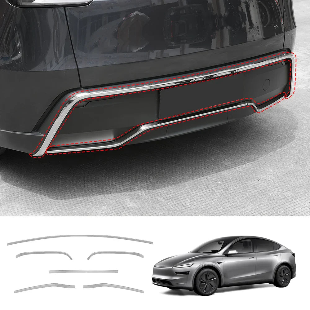 Tesla Model Y Juniper 2025+ Stainless Steel Bumper Guard Set - Front and Rear Protection Trim Kit - Evooor