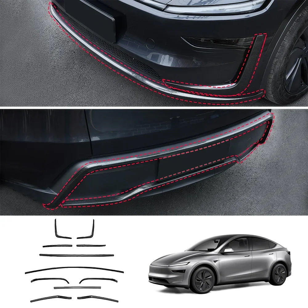 Tesla Model Y Juniper 2025+ Stainless Steel Bumper Guard Set - Front and Rear Protection Trim Kit - Evooor