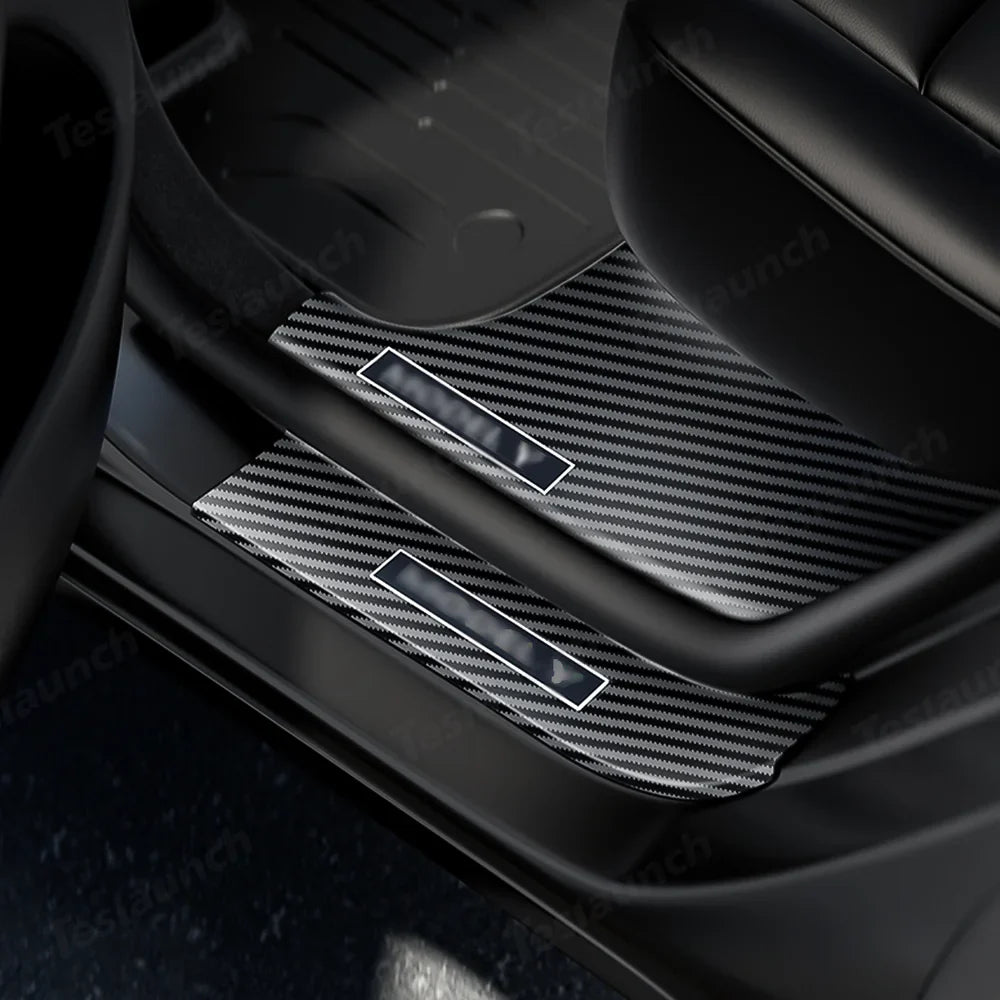 Tesla Model Y Juniper 2025+ 8-Piece Carbon Fiber Door Sill Guard Kit for Enhanced Protection - Evooor