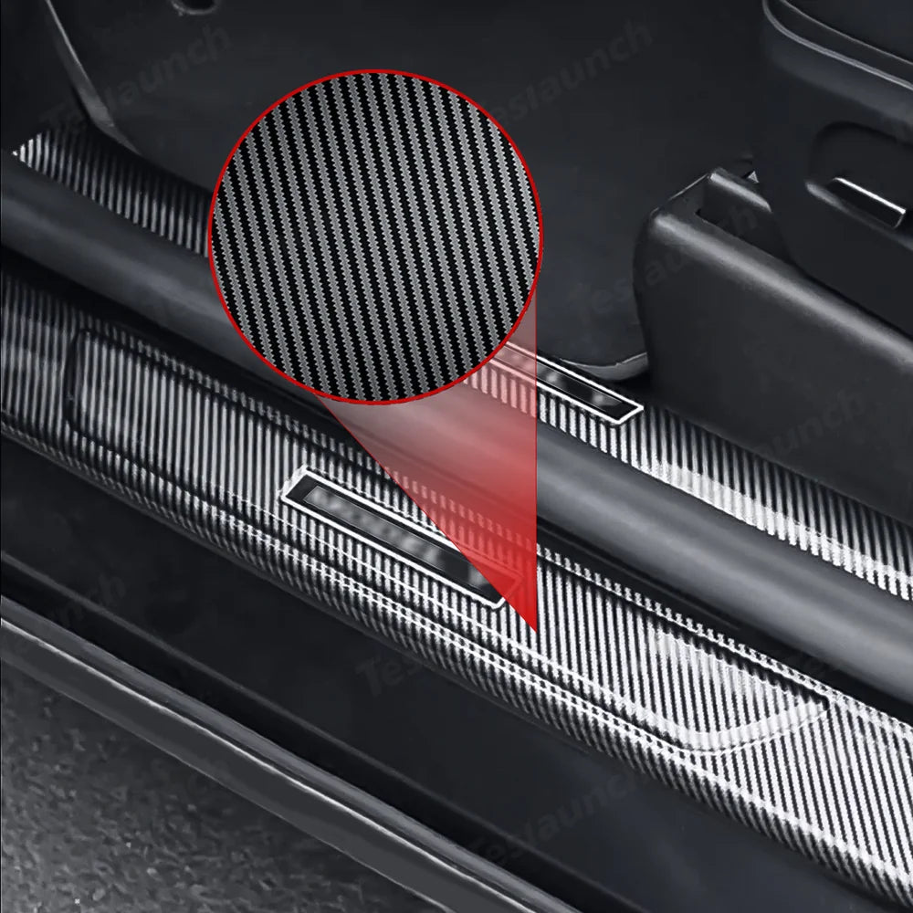 Tesla Model Y Juniper 2025+ 8-Piece Carbon Fiber Door Sill Guard Kit for Enhanced Protection - Evooor