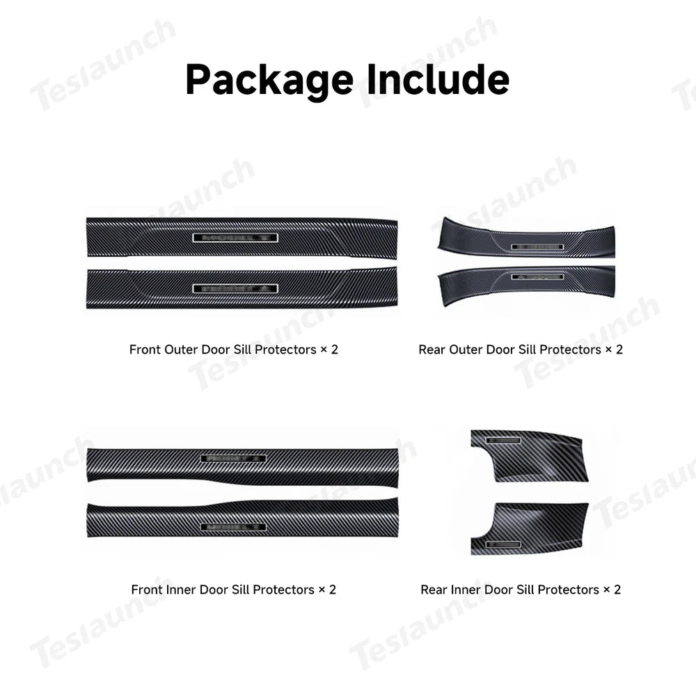 Tesla Model Y Juniper 2025+ 8-Piece Carbon Fiber Door Sill Guard Kit for Enhanced Protection - Evooor