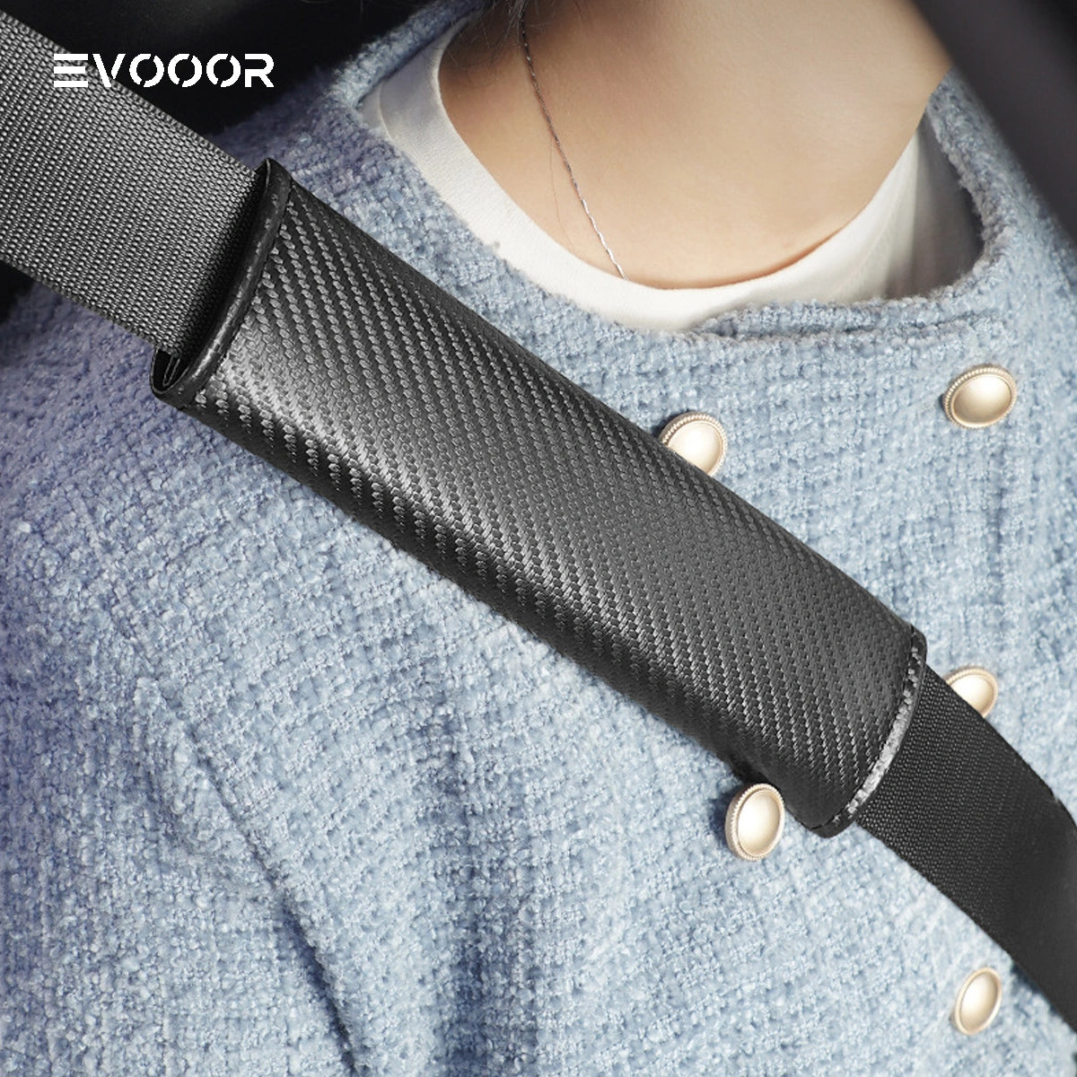 Premium Carbon Fiber Design Car Seat Belt Shoulder Pad - Universally Compatible with Every Vehicle