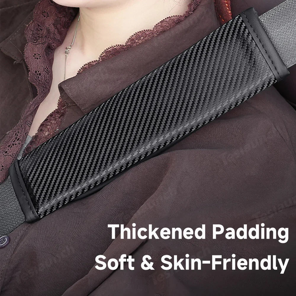 Premium Carbon Fiber Design Car Seat Belt Shoulder Pad - Universally Compatible with Every Vehicle - Evooor