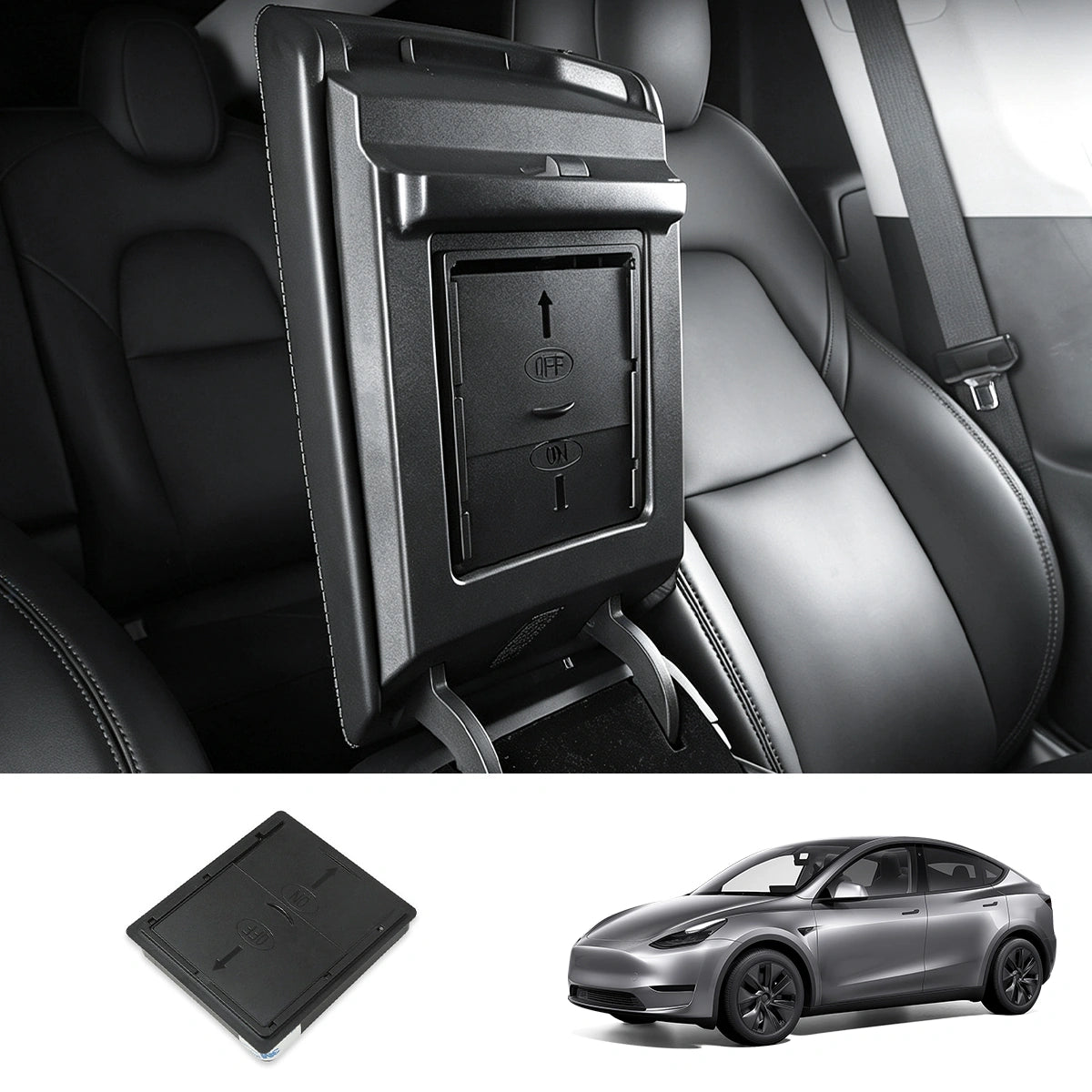Boîte de rangement cachée pour accoudoir de voiture Modèle 3/Y pour Tesla (2017-2023)