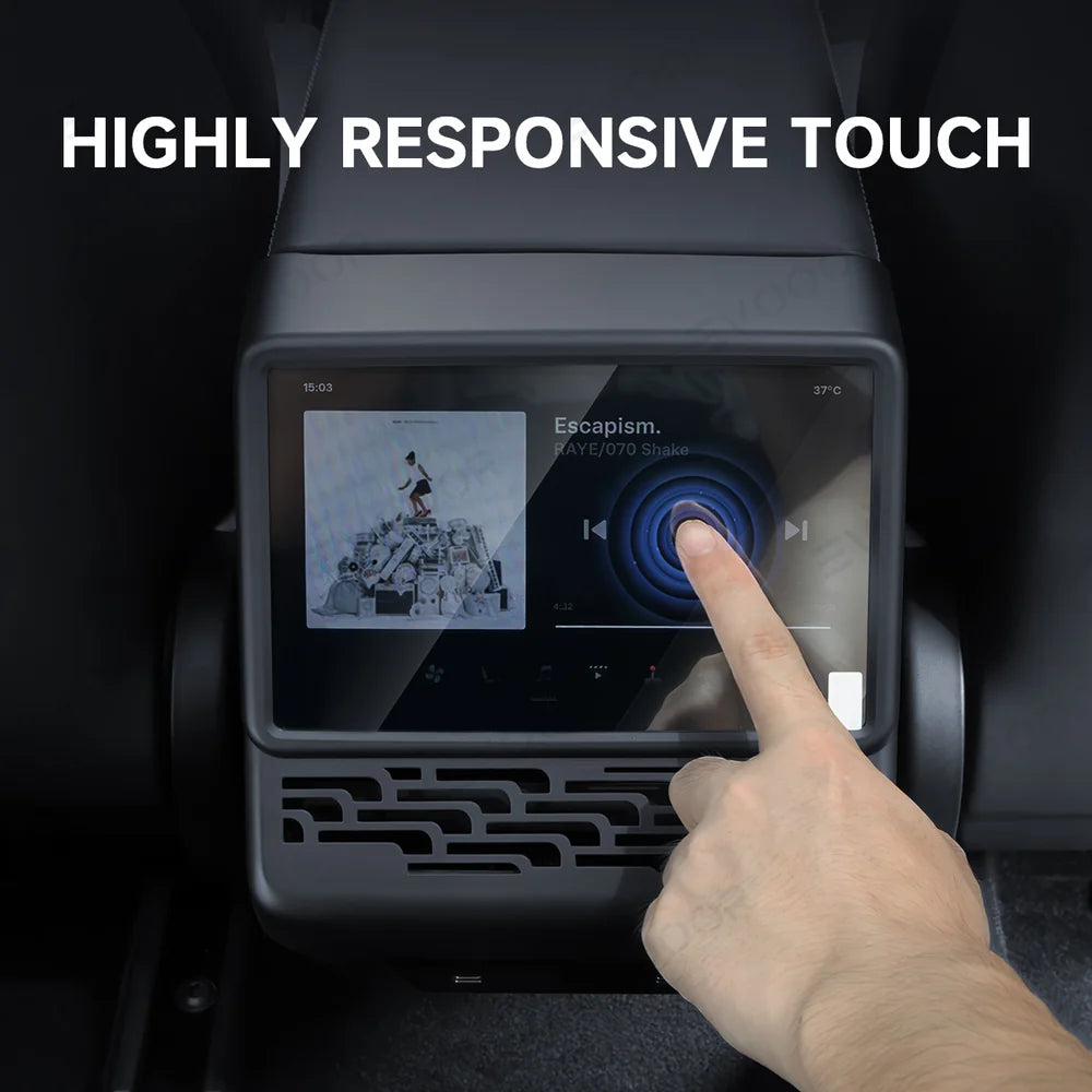 All-in-One Central Screen Tempered Glass & Frame Cover for Tesla Model Y Juniper 2025+