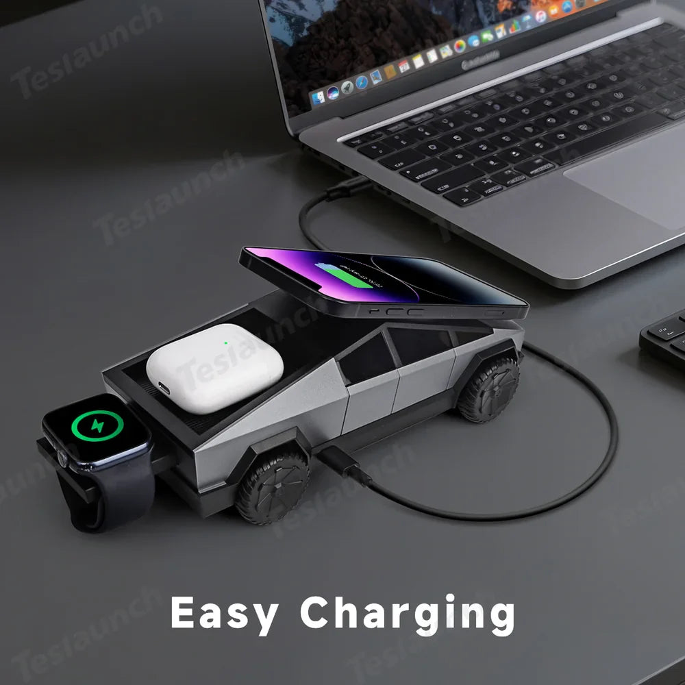 3-in-1 Car Wireless Charger with Phone Stand - Convenient and Versatile Charging Solution - Evooor