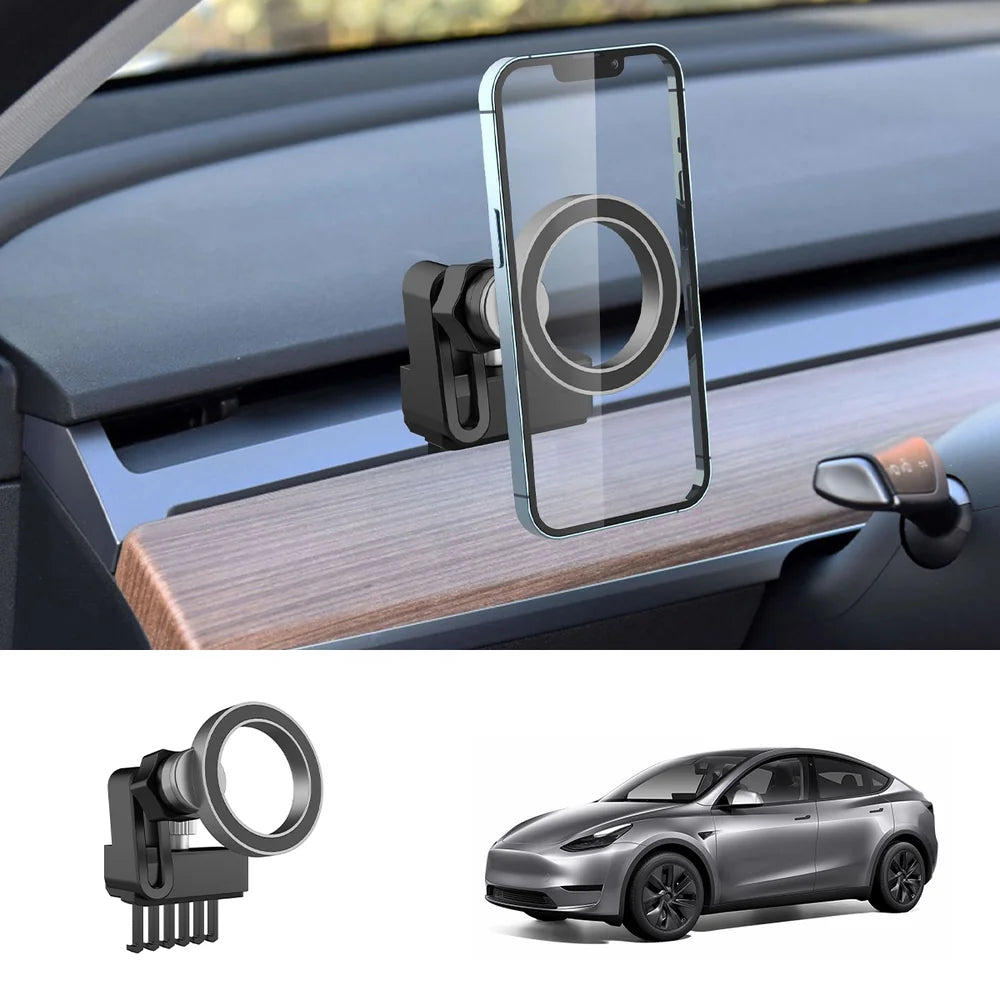 Tesla Model 3/Y Magnéitesch Handyhalterung fir den Dashboard mat Magsafe Technologie fir e sécheren Halt