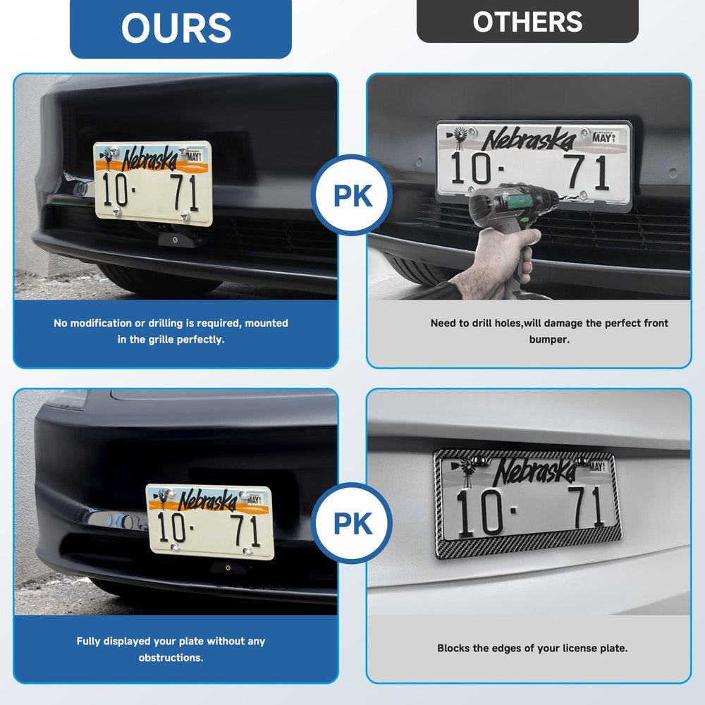High-Quality Anti-Theft License Plate Holder Bracket for 2024 Tesla Model 3 - Easy Install, Secure Front Mount Kit - Evooor